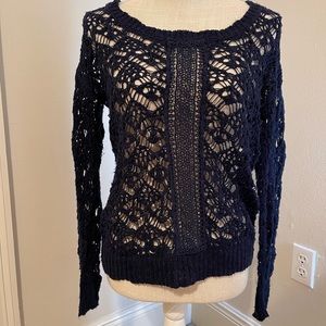 Maurice’s small Navy woman’s crocheted sweater.